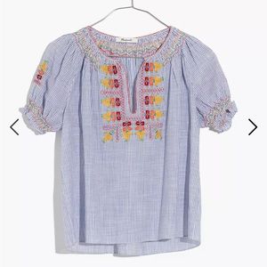 Madewell Embroidered Penny Peasant Top